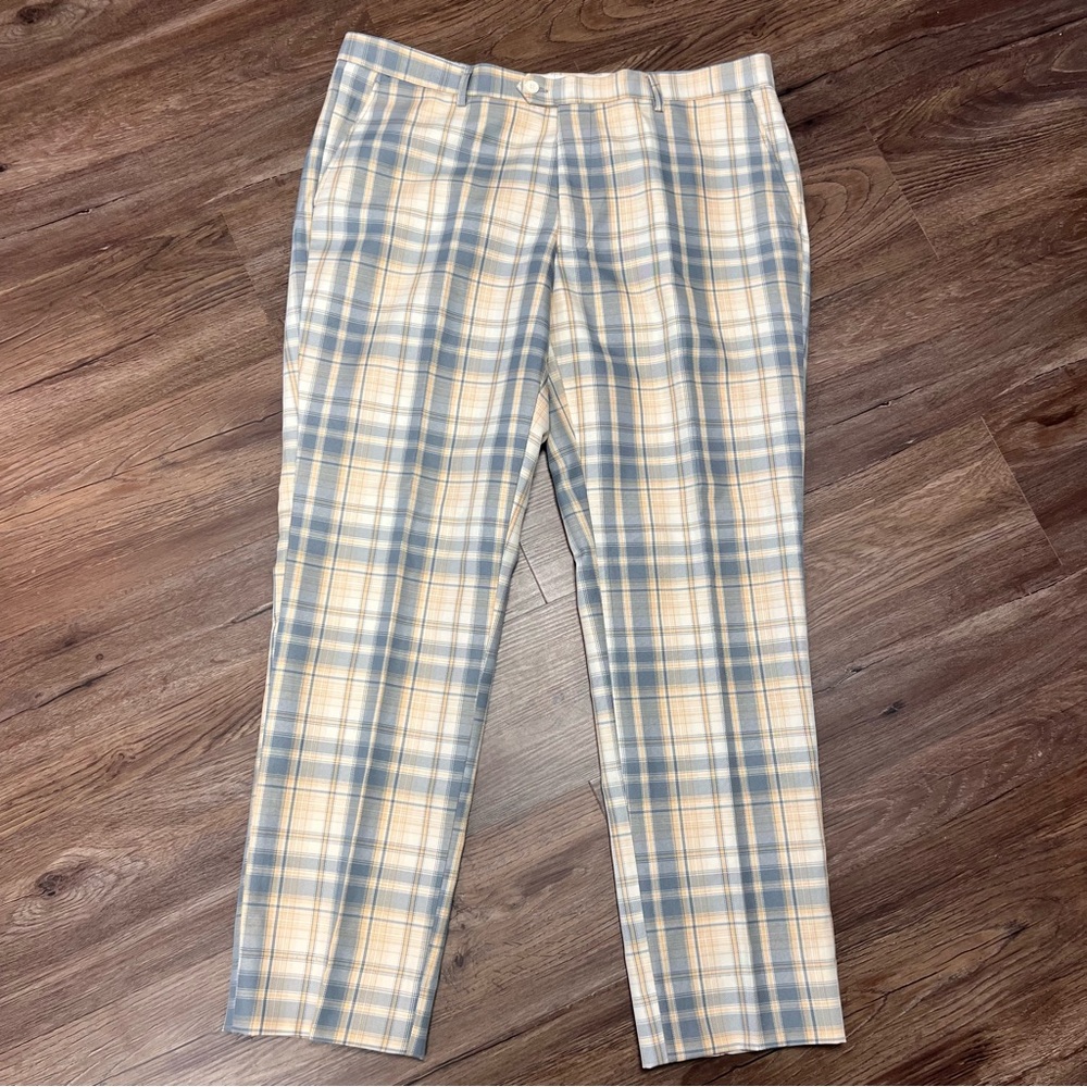 Kent & Park Tailored Plaid Men’s Pant Light Blue & Cream